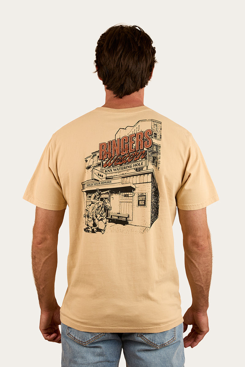 Ringers Western Mens Cowboy Club Loose Fit T-Shirt - Dark Sand