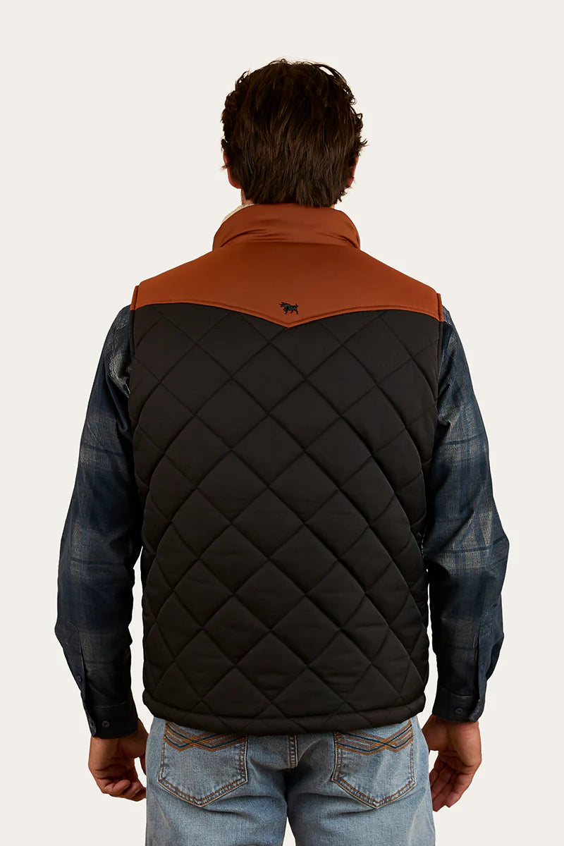 Ringers Western Mens McKinlay Puffer Vest - Black / Tobacco