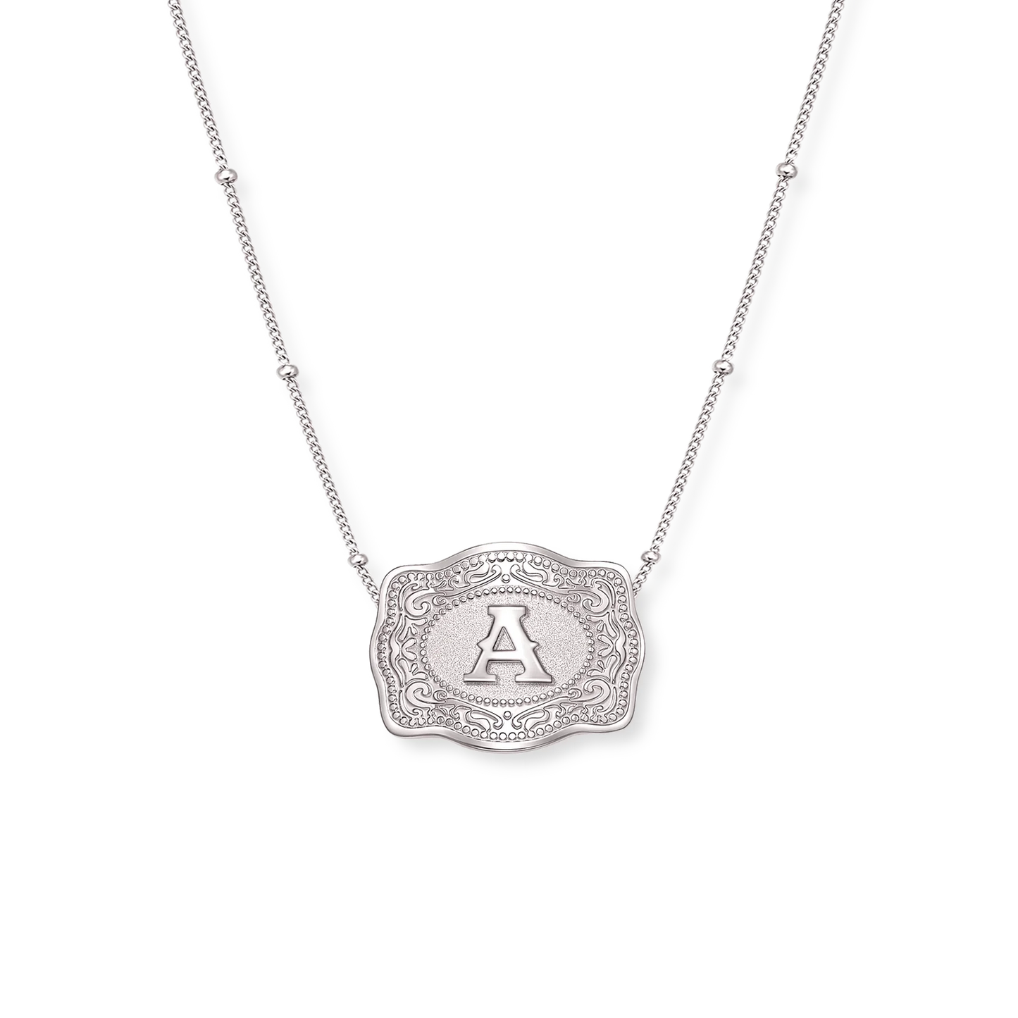 SpurWest Mini Belt Buckle Necklace (Initial) - Silver