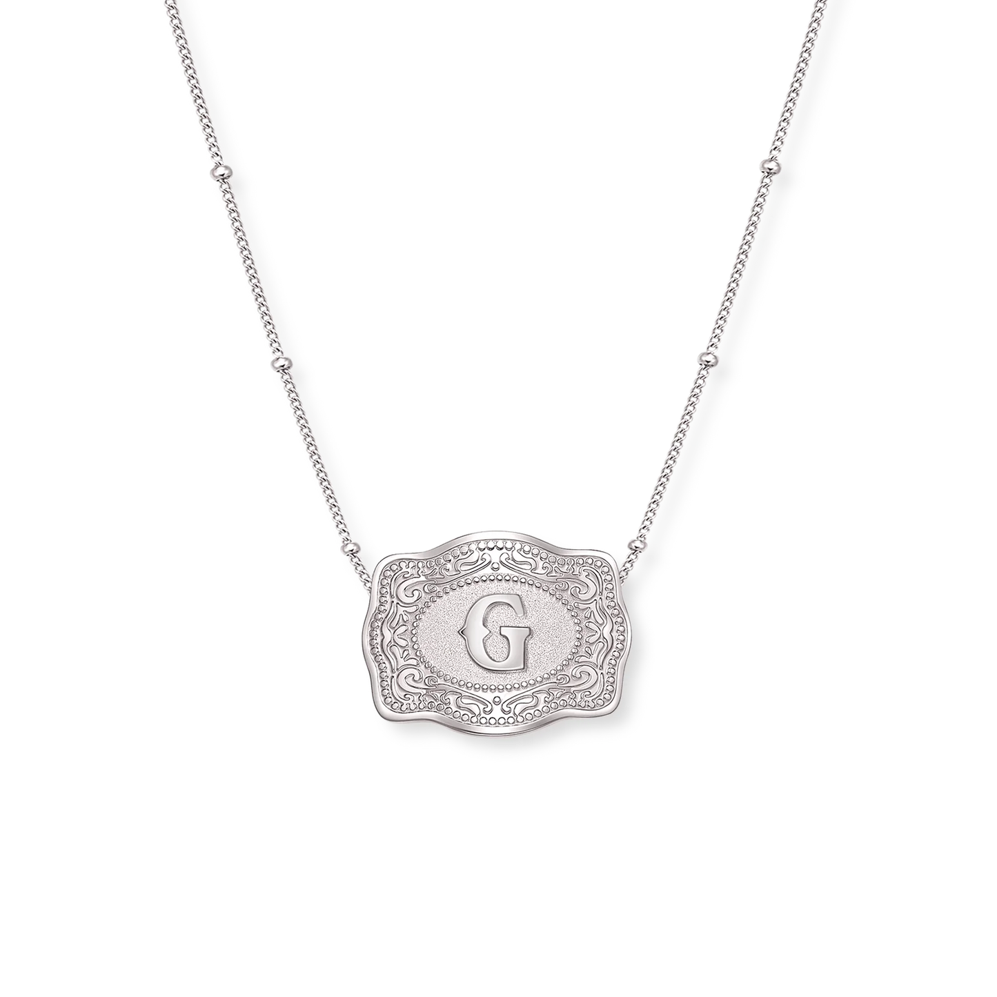 SpurWest Mini Belt Buckle Necklace (Initial) - Silver