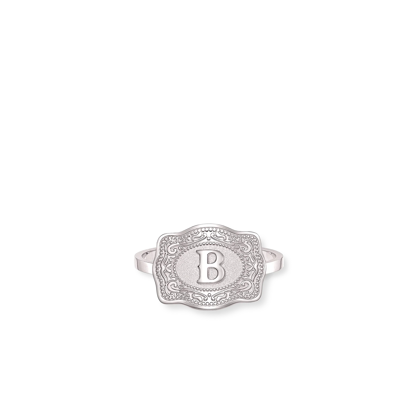 SpurWest Mini Belt Buckle Ring (Initial) U.S. Ring size 6-10 below - half sizes available- Silver