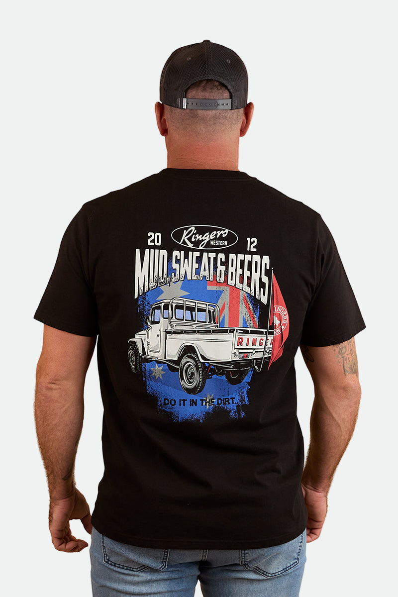 Ringers Western Mud Sweat Beers Mens Loose Fit T-Shirt - Black