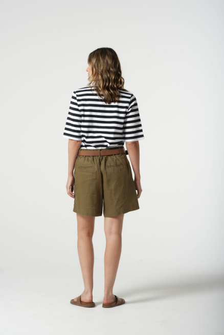 Goondiwindi Cotton ¾ Sleeve Stripe Polo - White/Navy