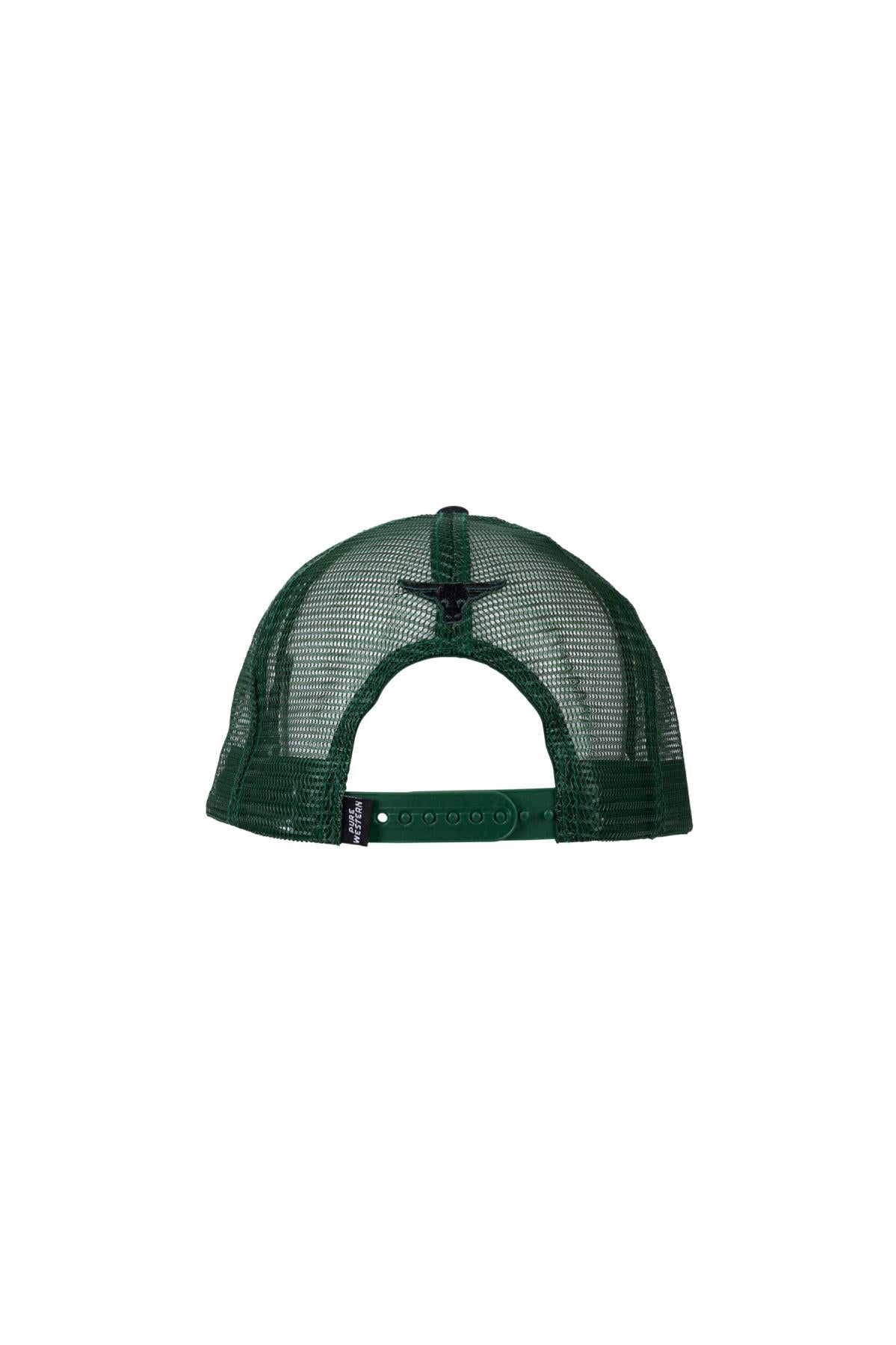 Pure Western Men's Nick High Profile Trucker Cap - BLACK/GREEN