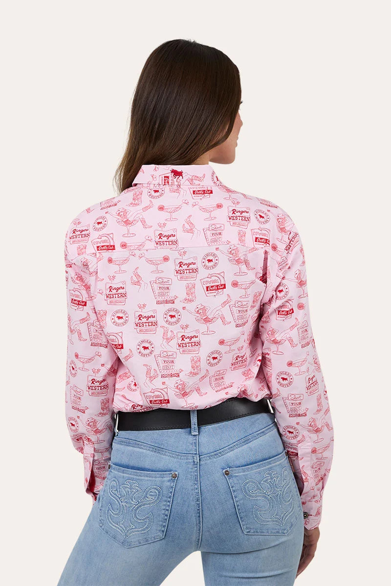 Ringers Western Womens One Margarita Full Button Work Shirt - Barely Pink