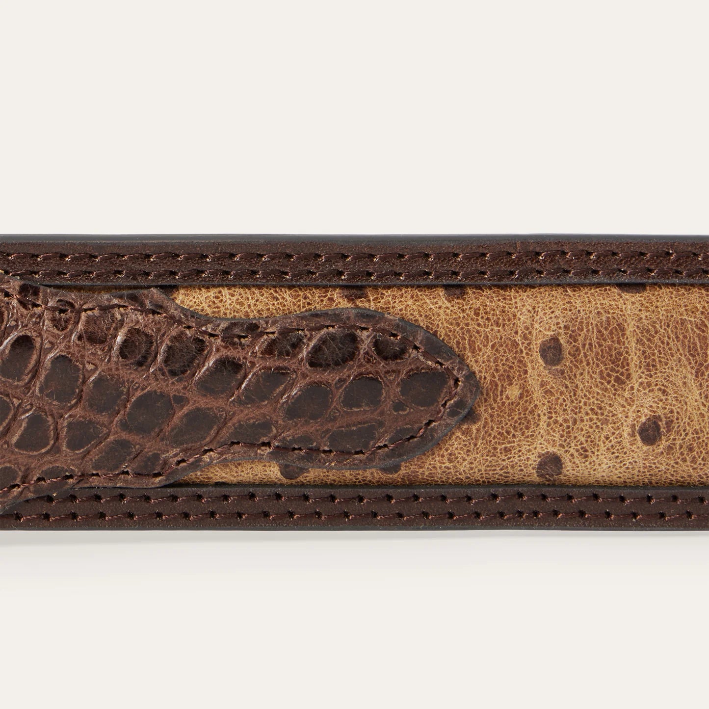 Stetson Ostrich Print Croco Embossed Western Tabs Belt - Cognac/California Nut- 38mm