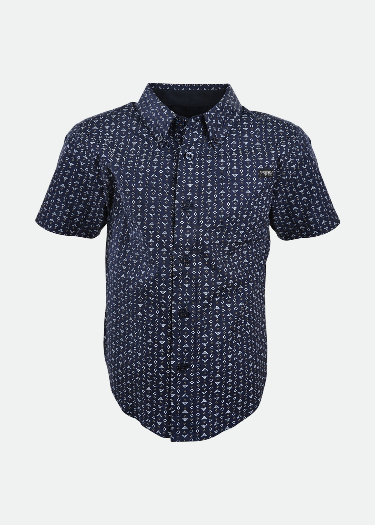 PURE WESTERN BOYS BAILEY PRINT BUTTON DOWN SHORT SLEEVE SHIRT - SALE