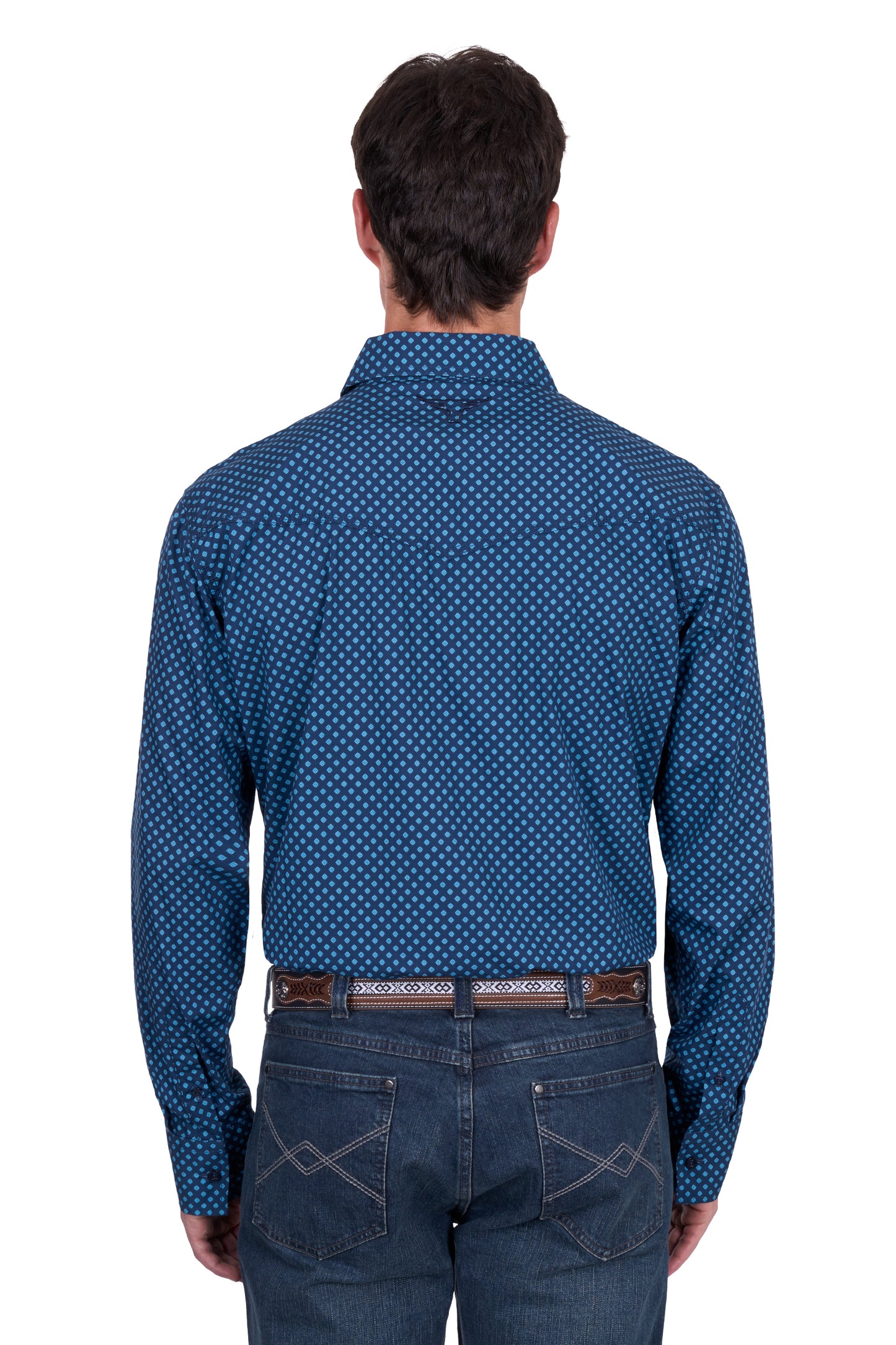Pure Western Men's Brandon Ls Shirt - Navy/Blue