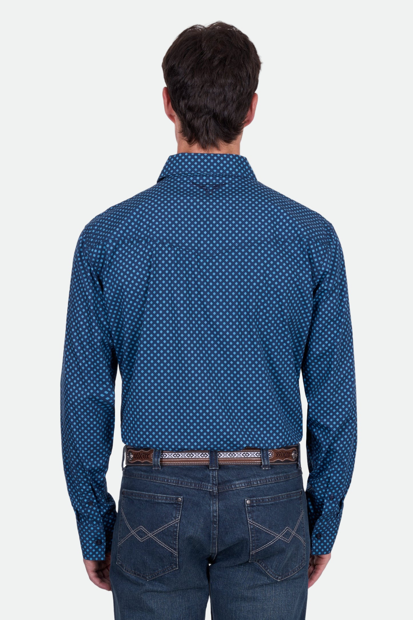 Pure Western Men's Brandon Ls Shirt - Navy/Blue