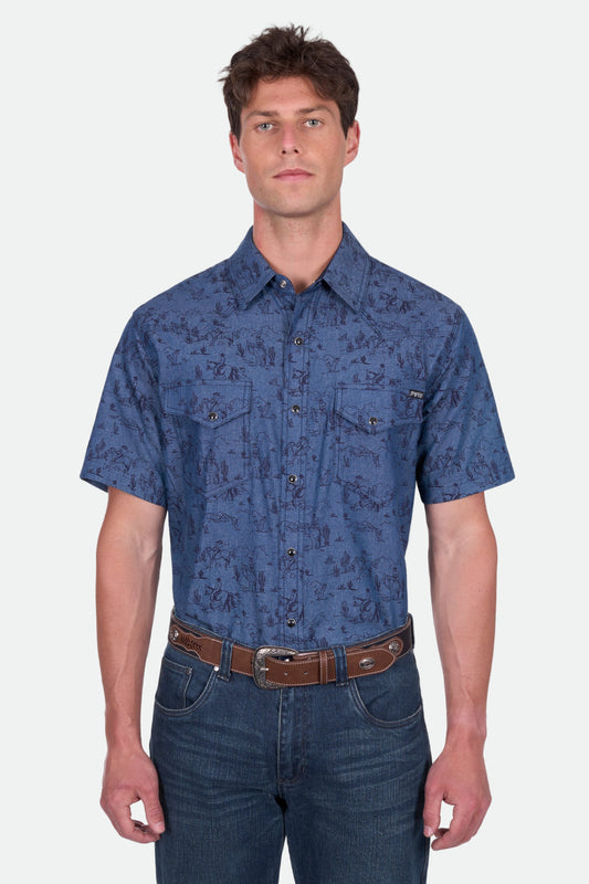 Pure Western Men's Travis Ss Shirt - Chambray
