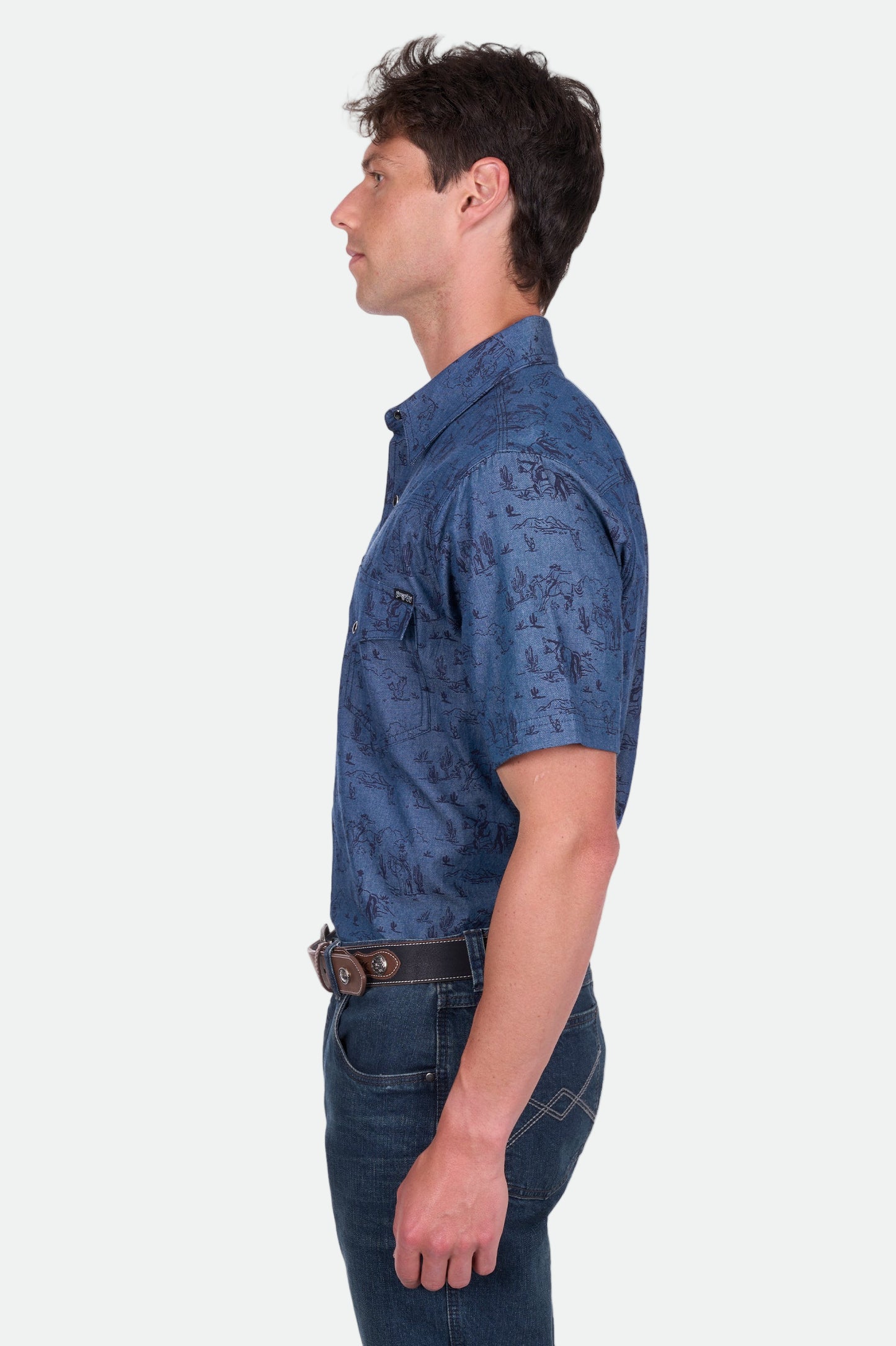 Pure Western Men's Travis Ss Shirt - Chambray