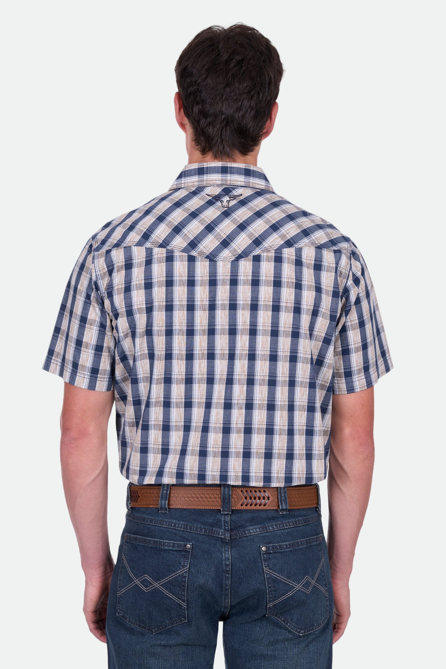 Pure Western Men's Peter Ss Shirt -Navy/Tan