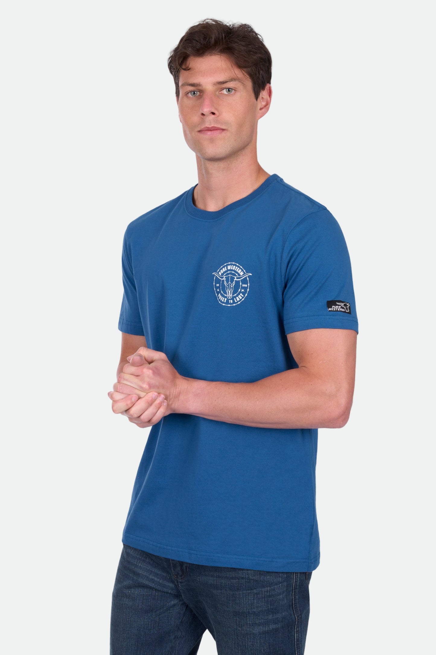 Pure Western Men's Walker Ss Tee - Denim
