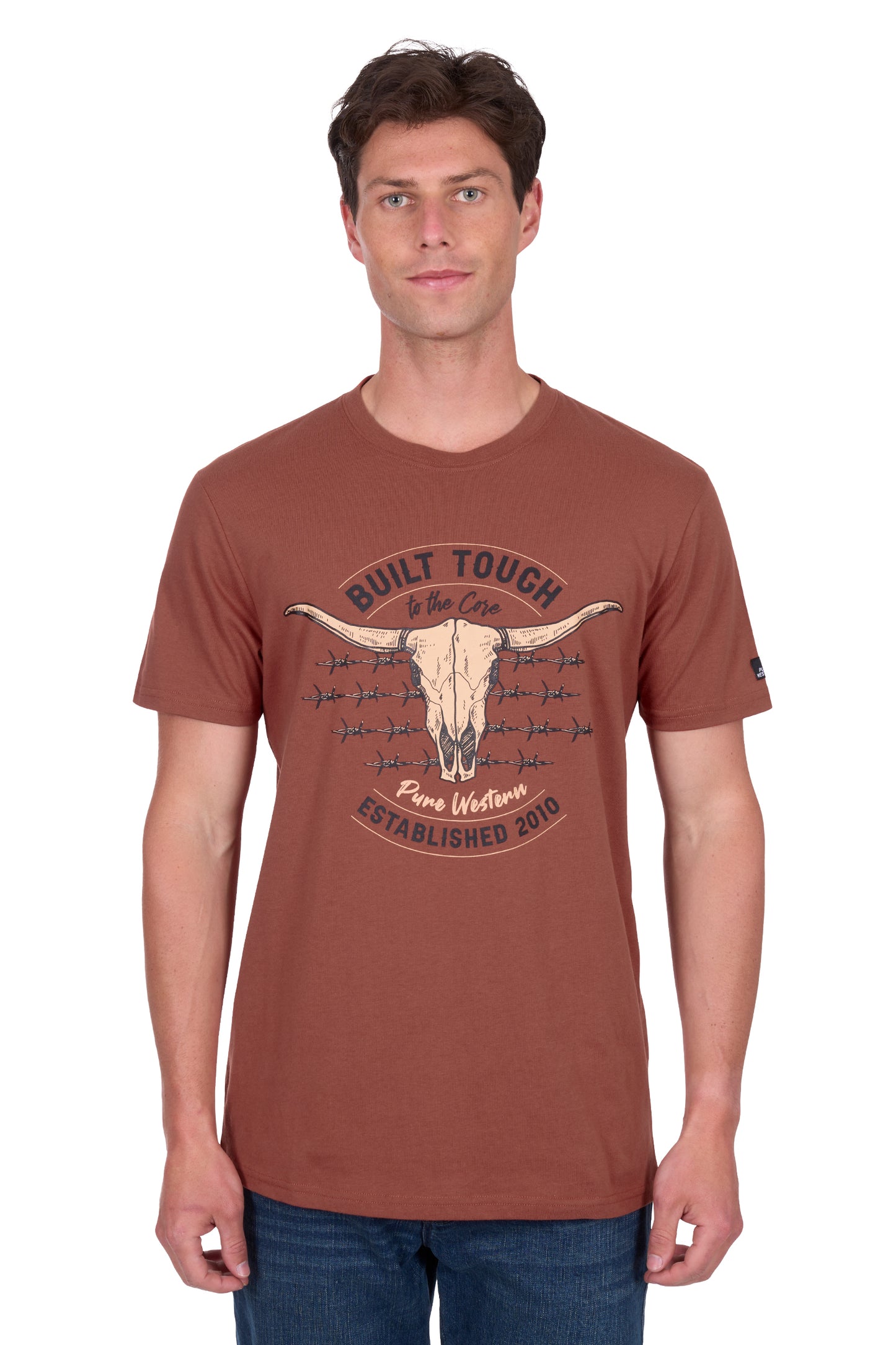 Pure Western Men's Frank Ss Tee - Rust
