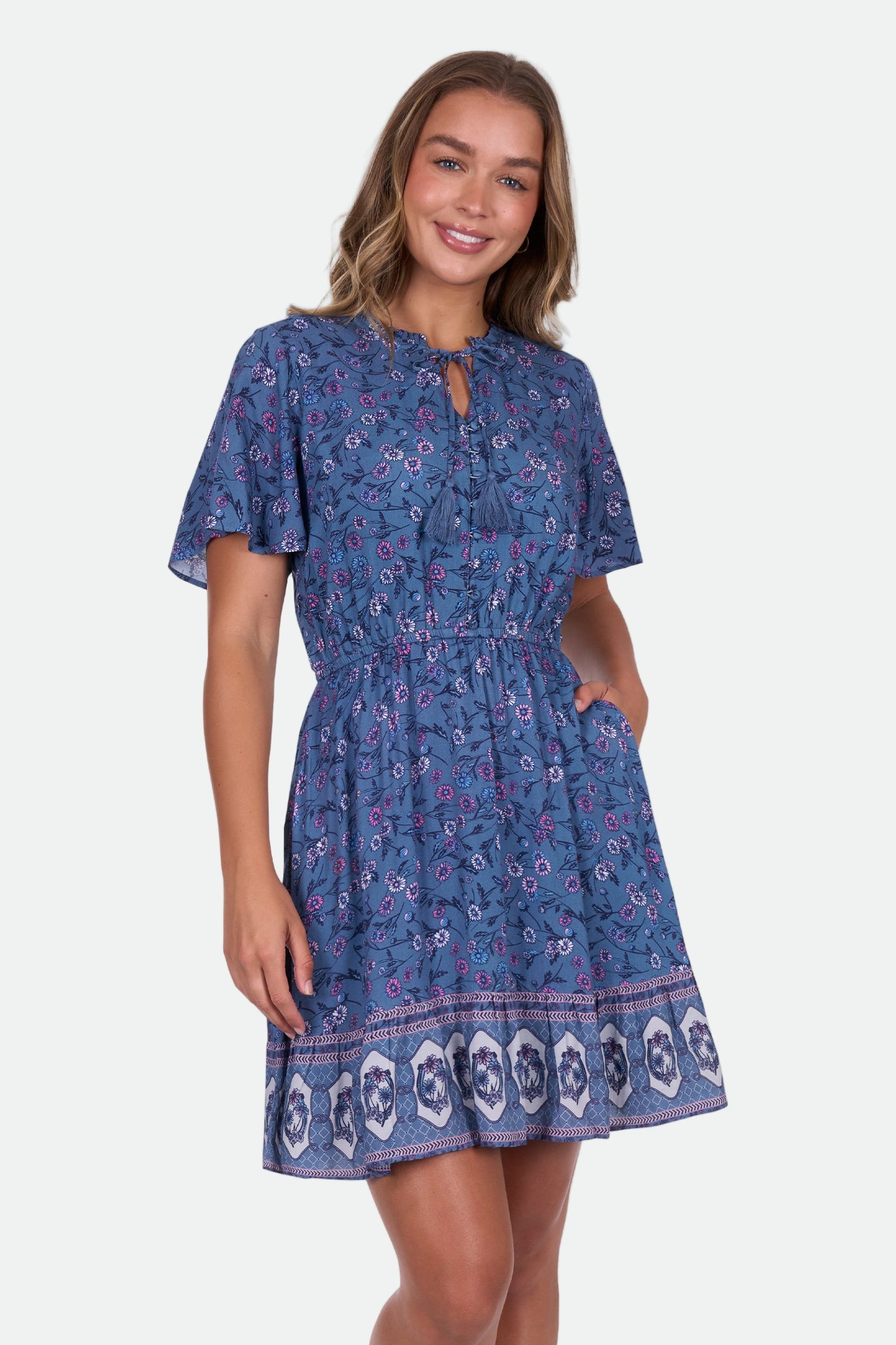Pure Western Women's Farrah Ss Dress - Blue
