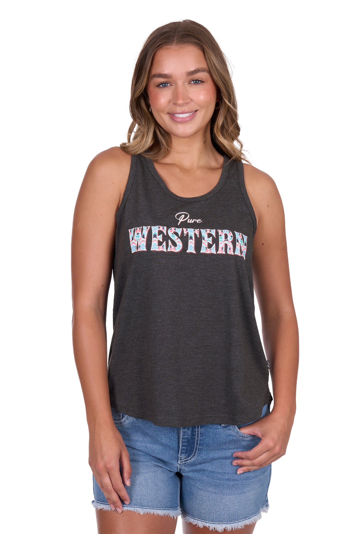 Pure Western Women's Cindy Tank - Charcoal Marle