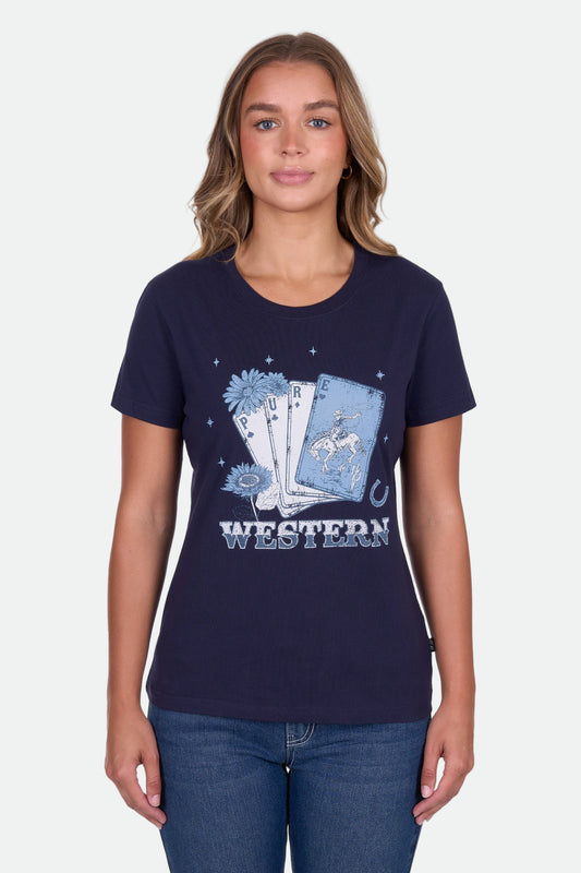 Pure Western Women's Sherry Ss Tee - Navy