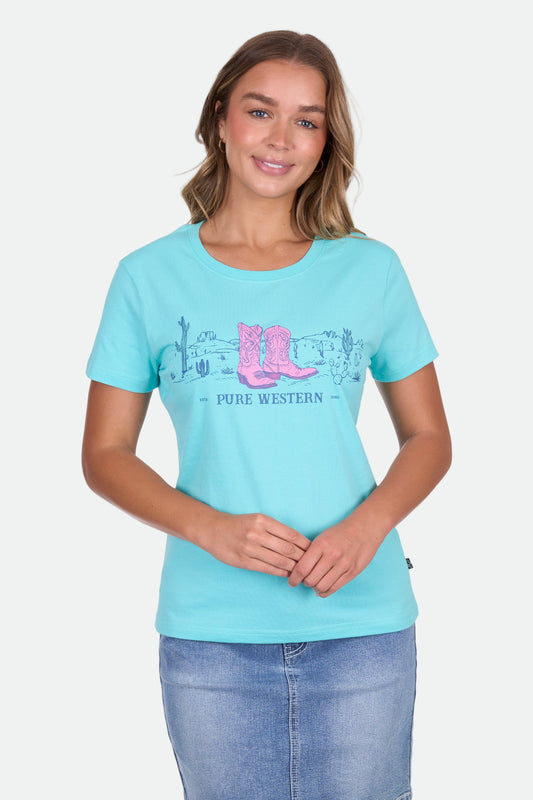 Pure Western Women's Shelly Ss Tee - Turquoise
