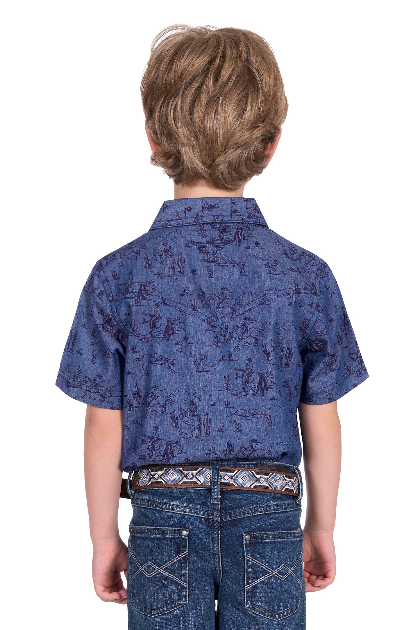 Pure Western Boy's Travis Ss Shirt - Chambray
