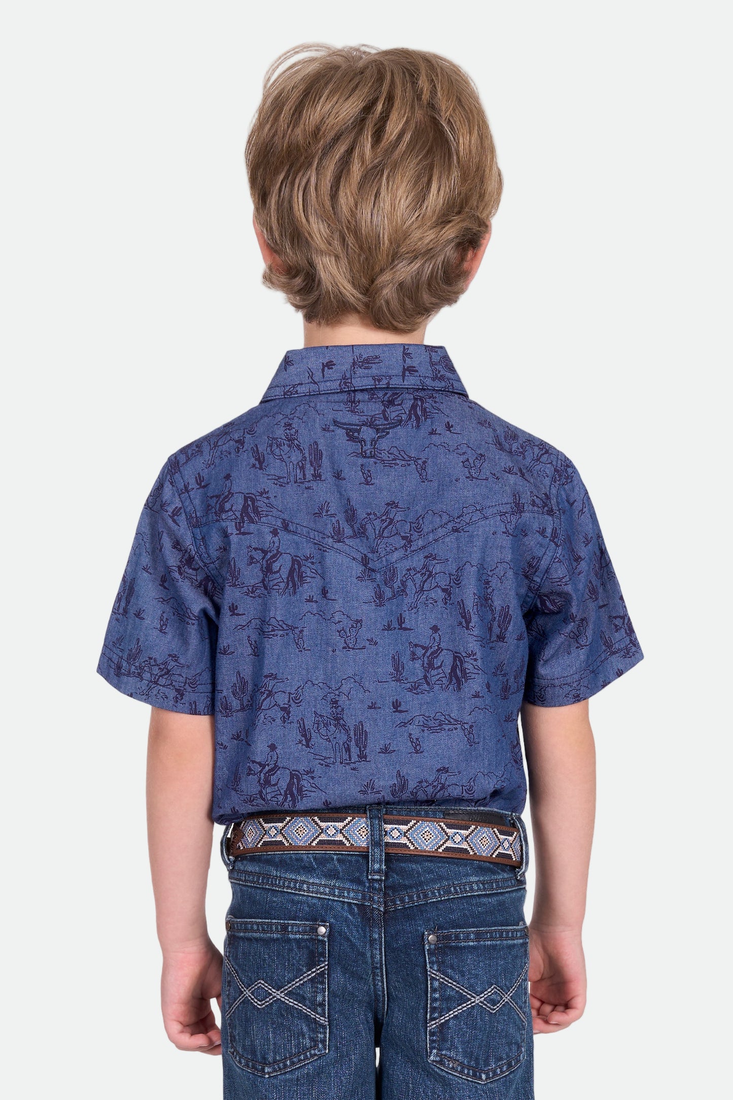 Pure Western Boy's Travis Ss Shirt - Chambray