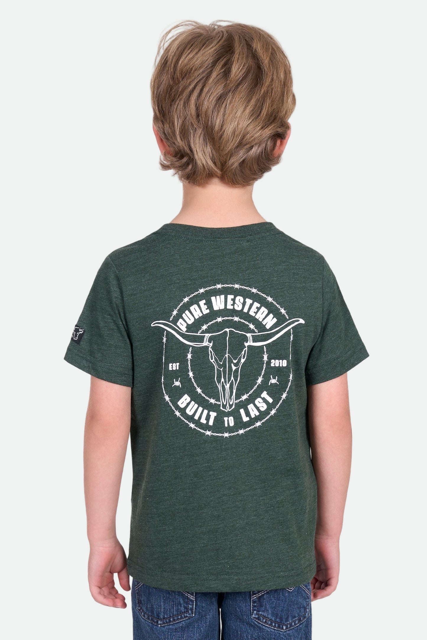 Pure Western Boy's Walker Ss Tee - Green Marle