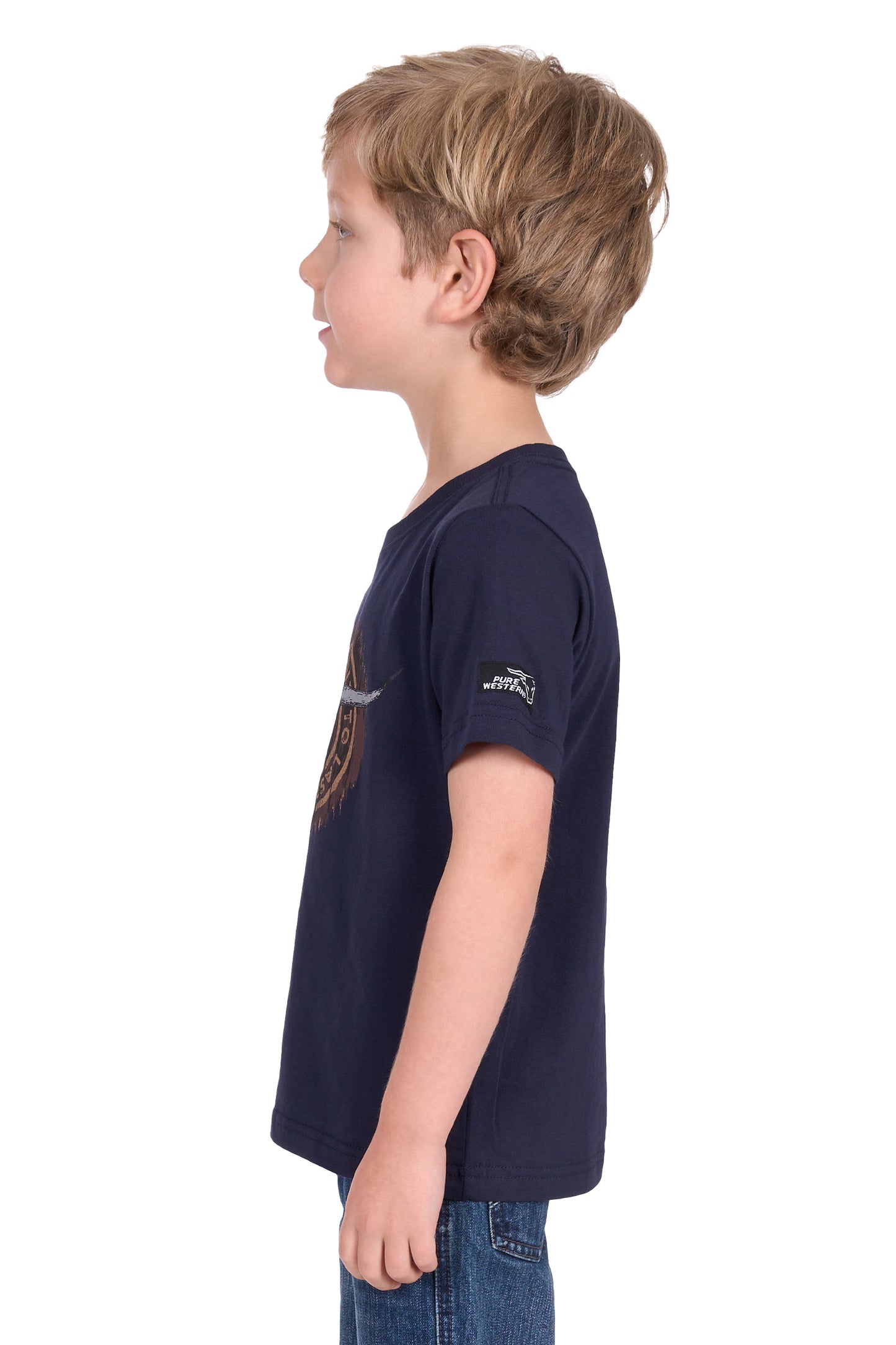 Pure Western Boy's Samuel Ss Tee - Navy