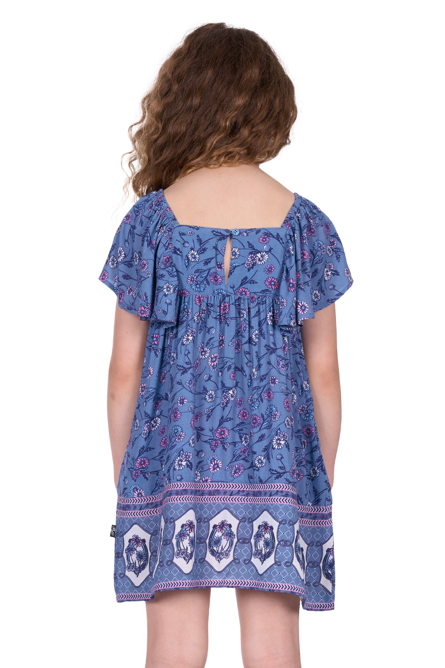 Pure Western Girl's Amanda Ss Dress - Blue