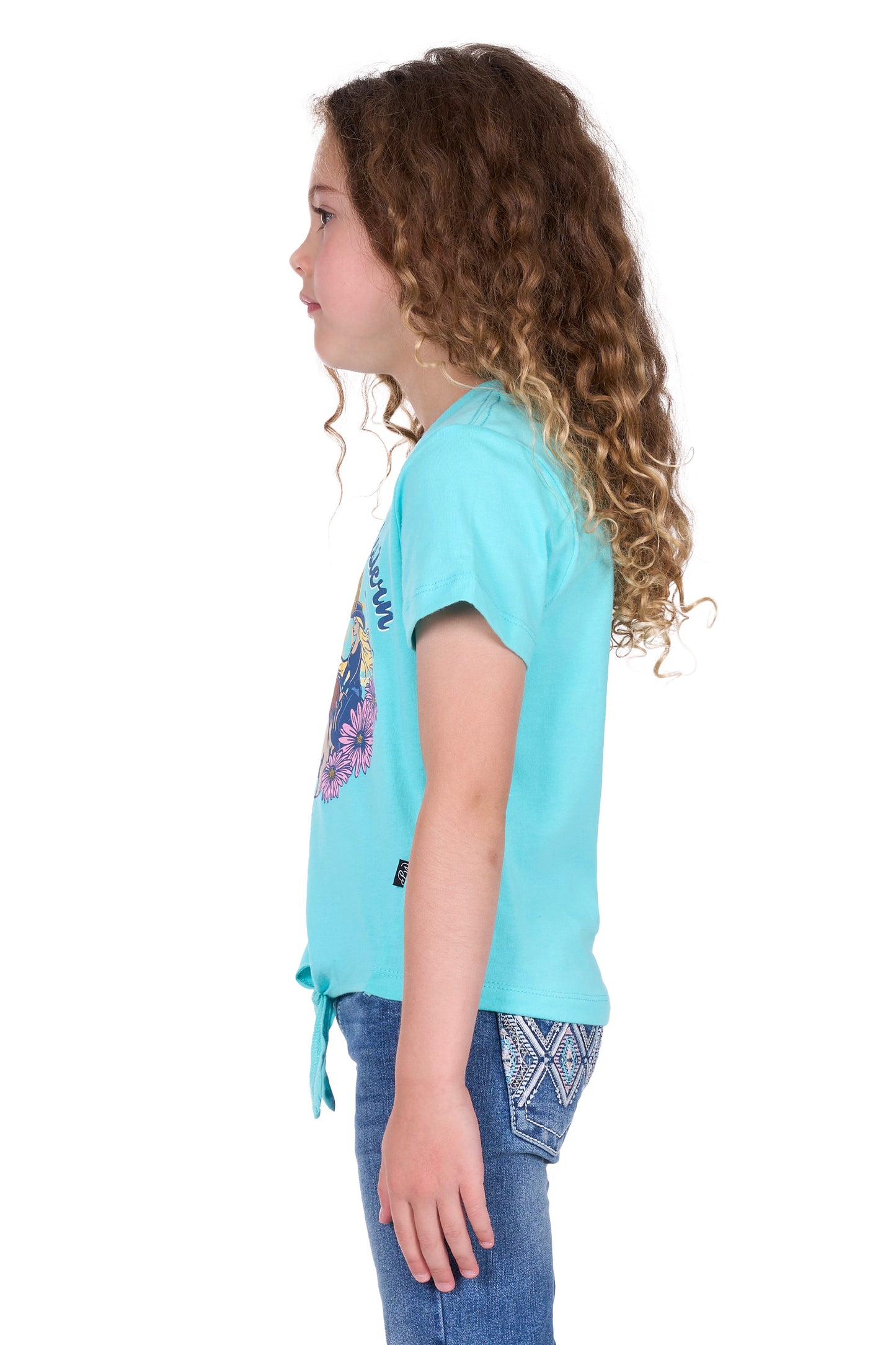 Pure Western Girl's Clover Ss Tee - Turqouise