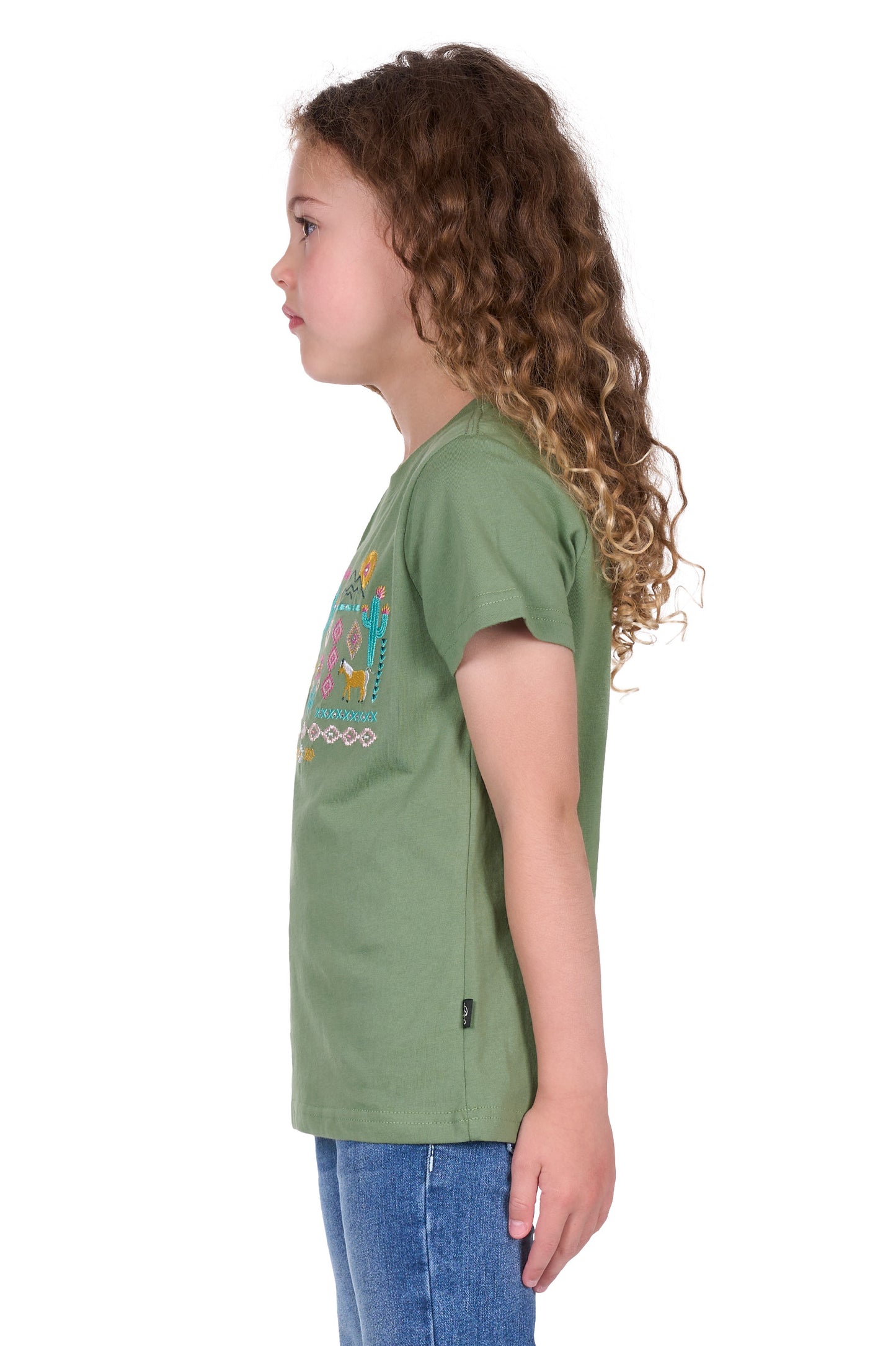 Pure Western Girl's Candice Ss Tee - Moss