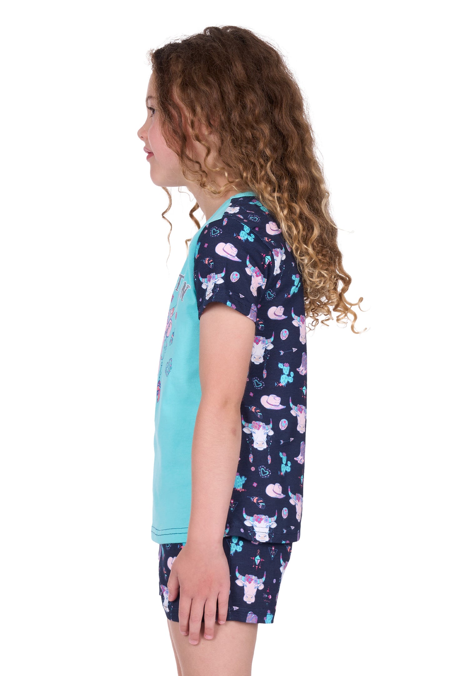Pure Western Girl's Cowgirl Pyjamas - Navy/Aqua
