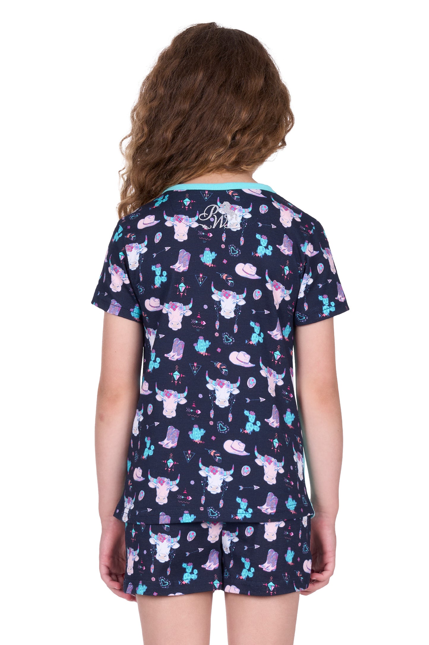 Pure Western Girl's Cowgirl Pyjamas - Navy/Aqua