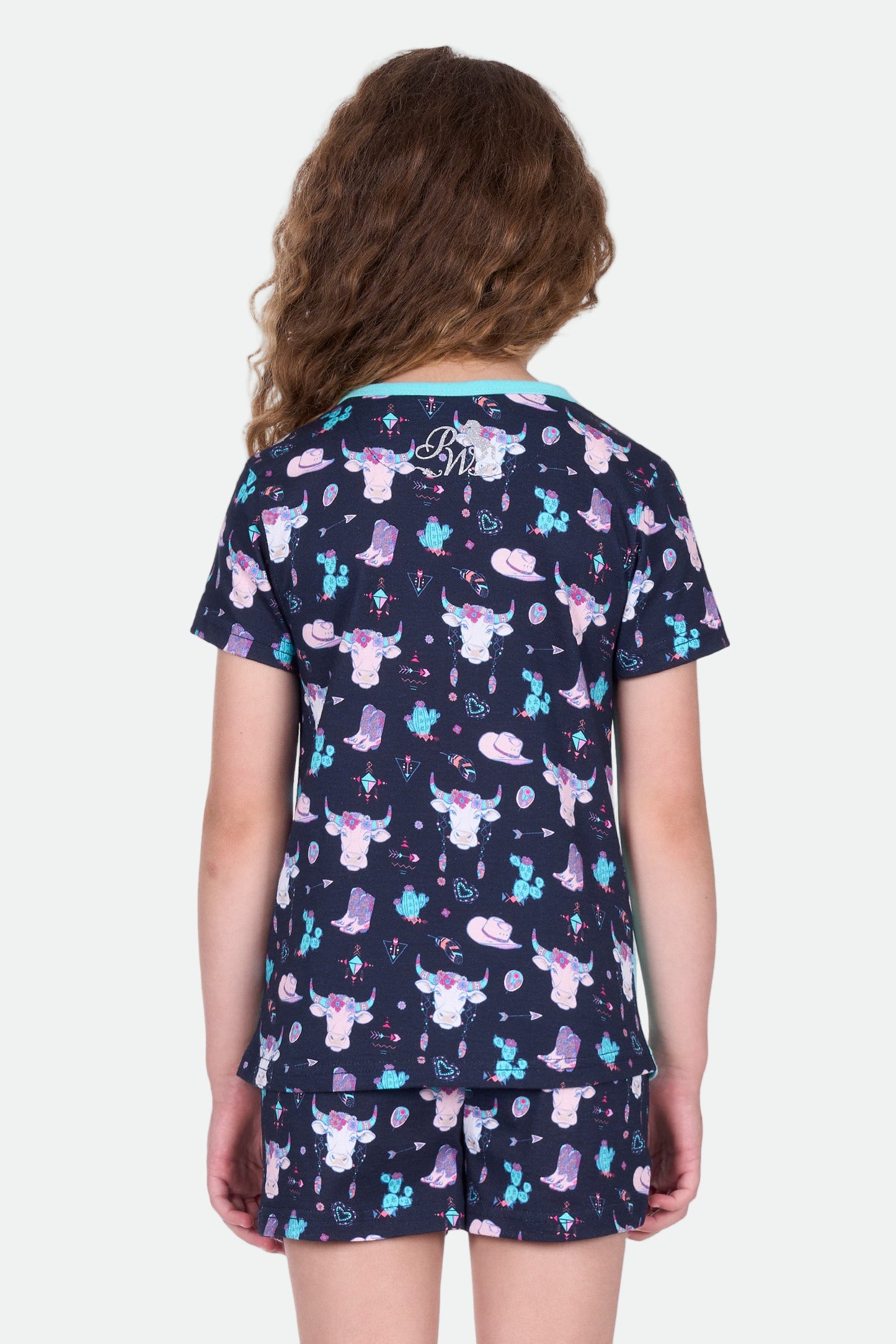 Pure Western Girl's Cowgirl Pyjamas - Navy/Aqua