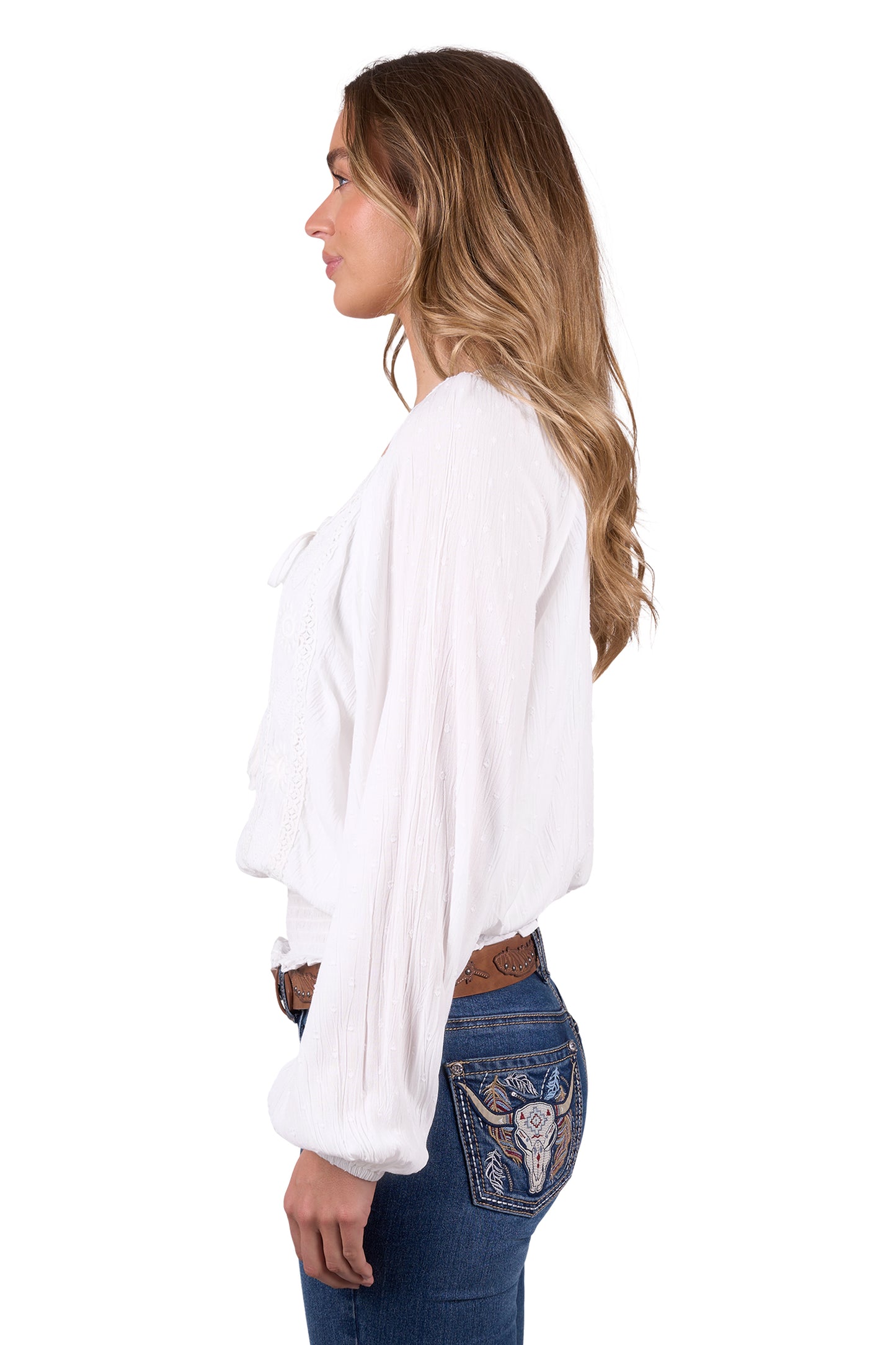 Pure Western Women's Nelly Ls Blouse - Ivory
