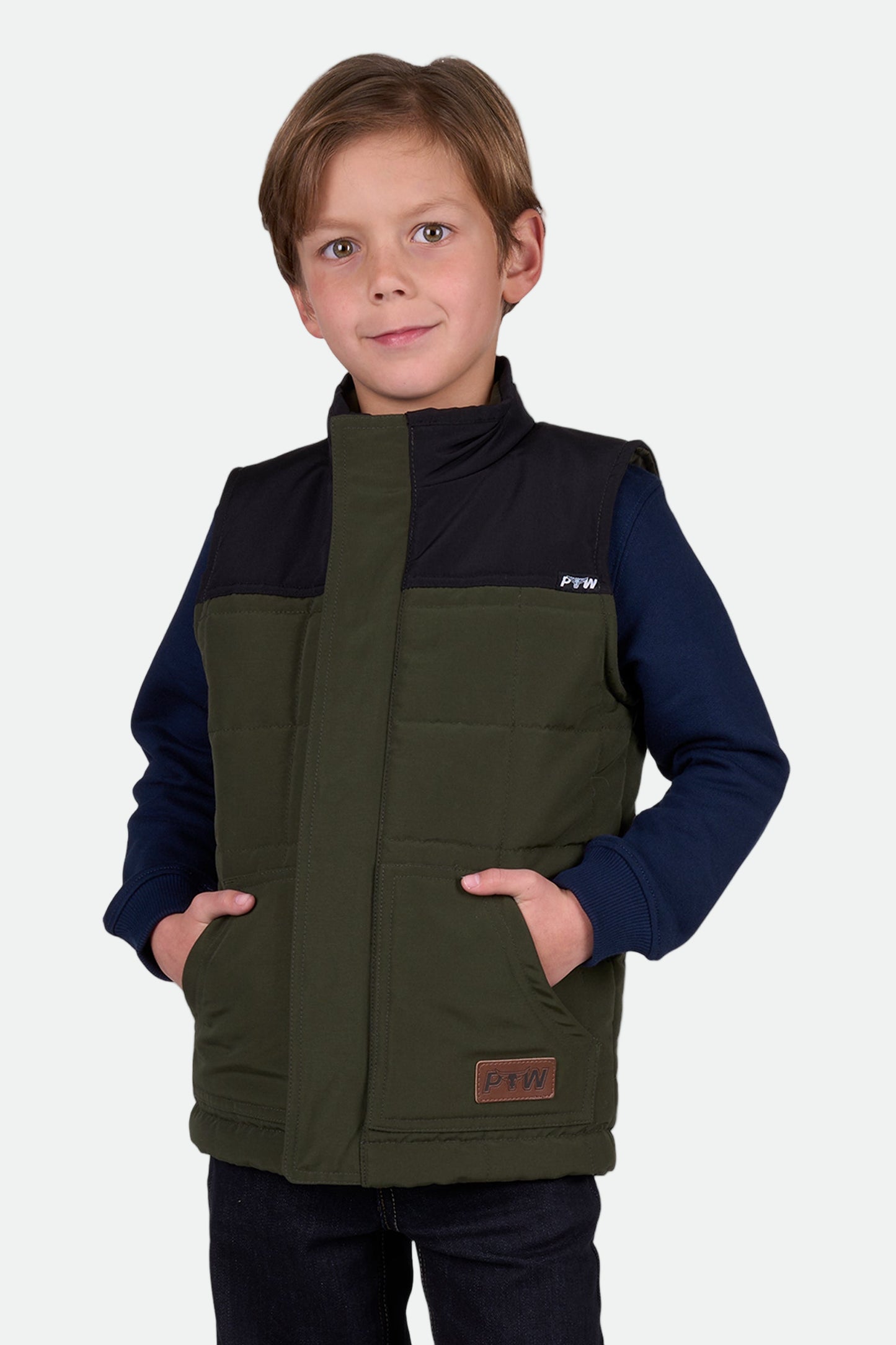 Pure Western Boy's Ralph Revs Vest - GREEN/BLACK