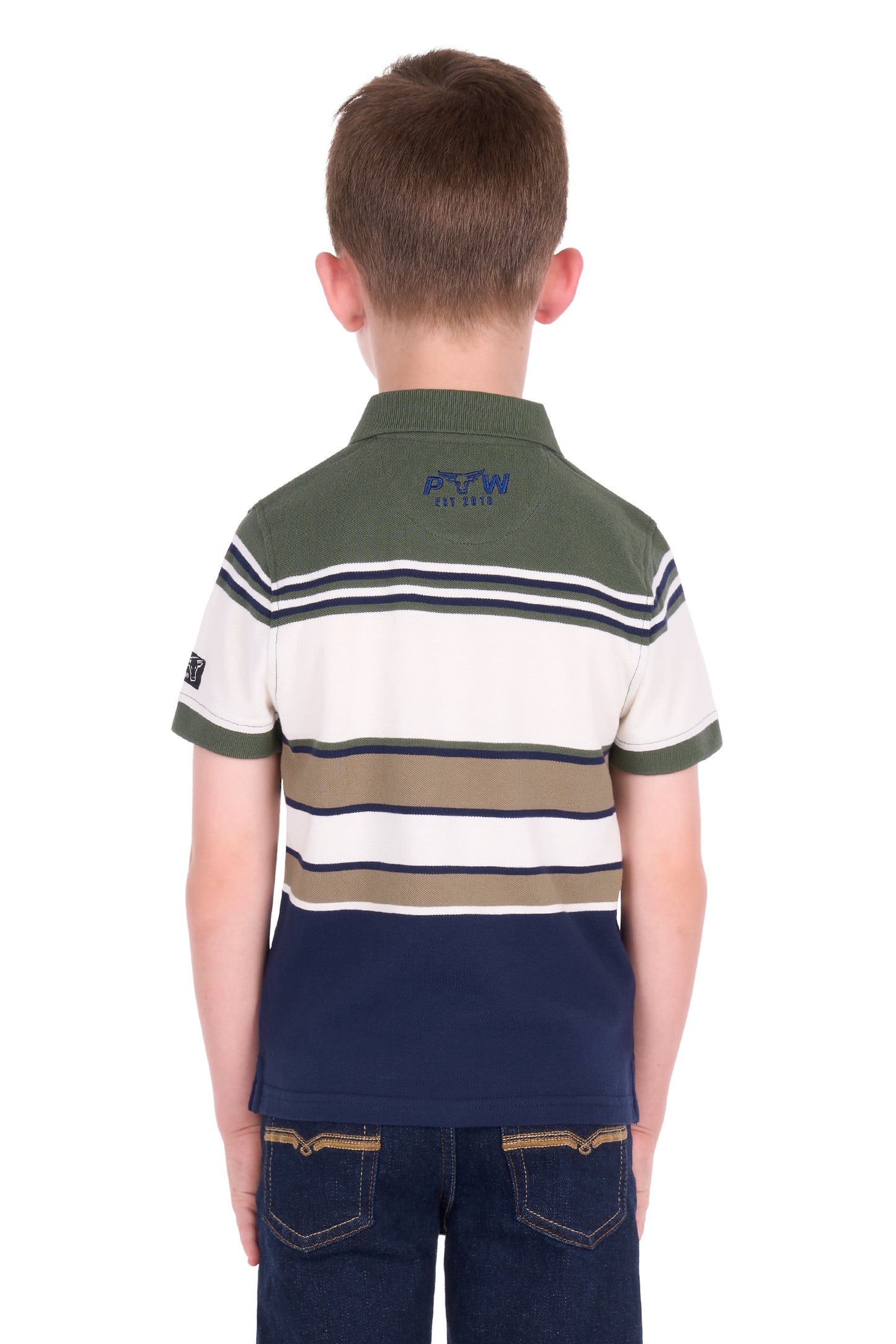 Pure Western Boys Jay SS Polo - Green/Navy