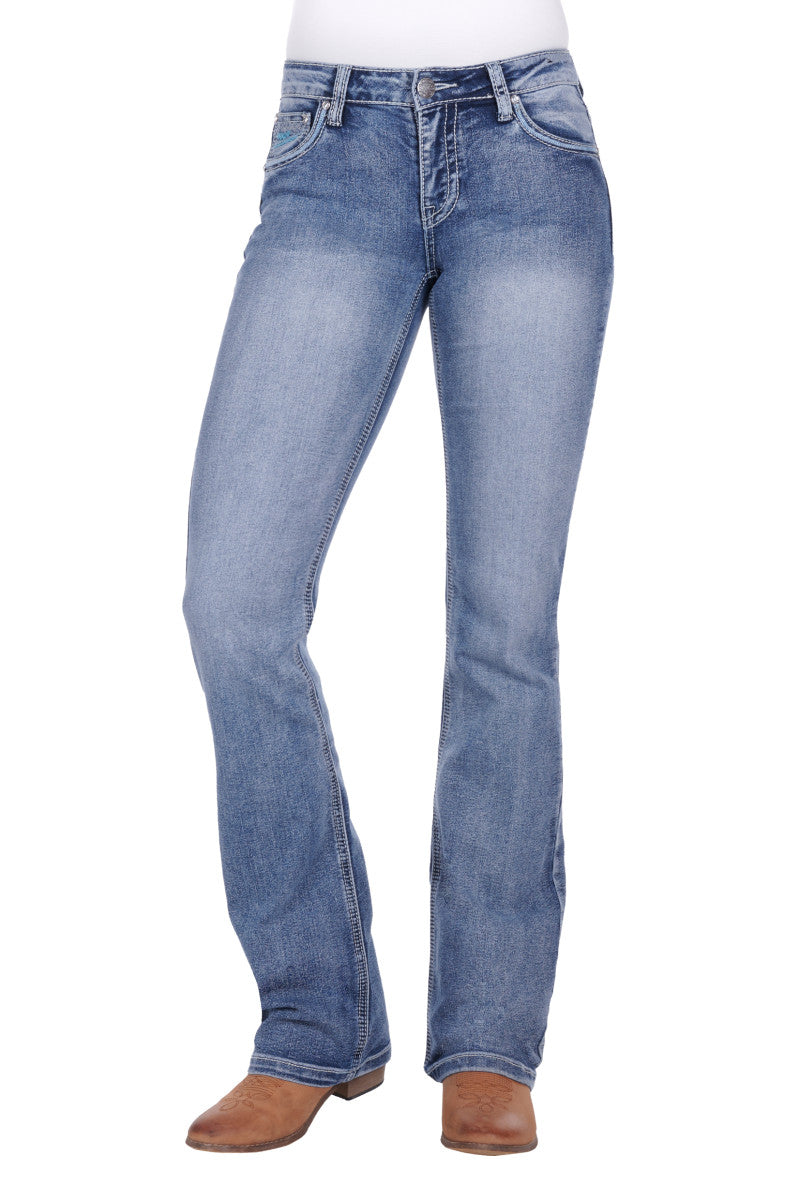 Pure Western Women's Criss Cross Relaxed Rider Jean