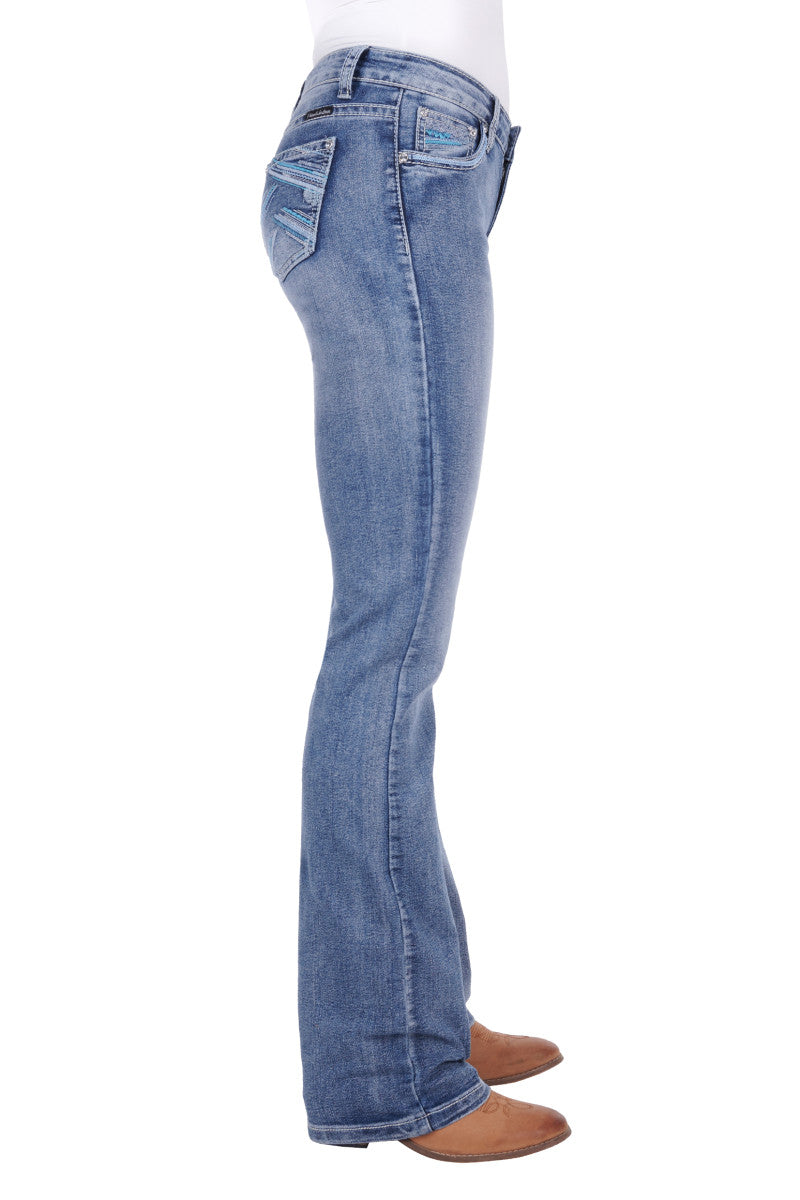 Pure Western Women's Criss Cross Relaxed Rider Jean