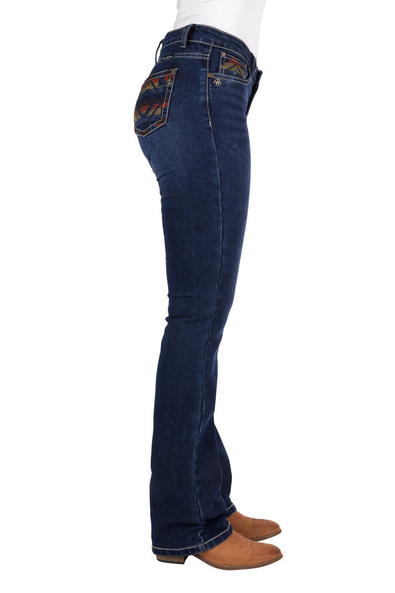 Pure Western Women's Ola Relaxed Rider Jean (Evening Sky) 36"Leg