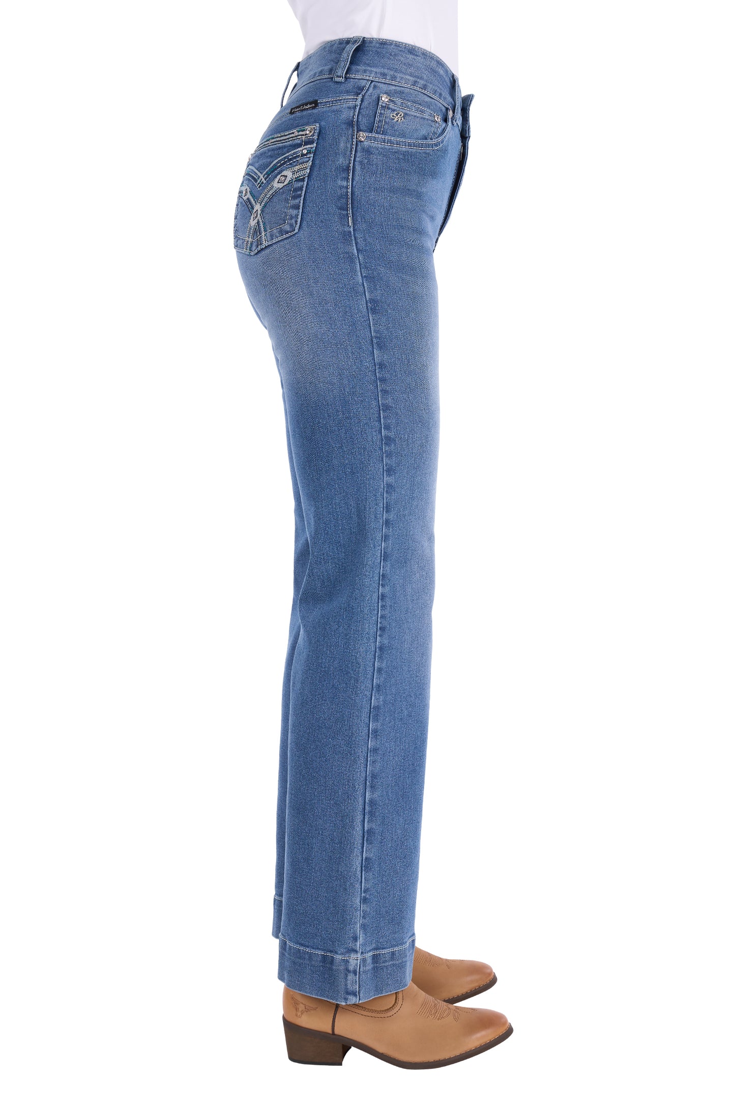 Pure Western Women's Banks Trouser Jean – Retro Blue 30Leg