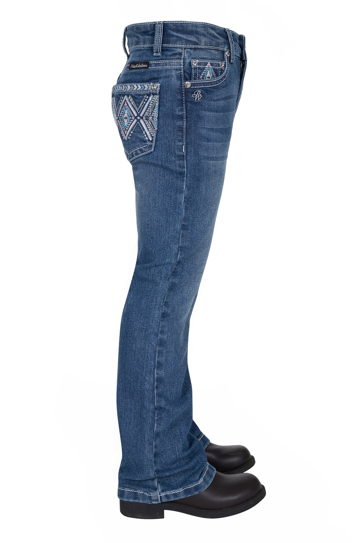Pure Western Girl's Pam Boot Cut Jean - Retro Blue