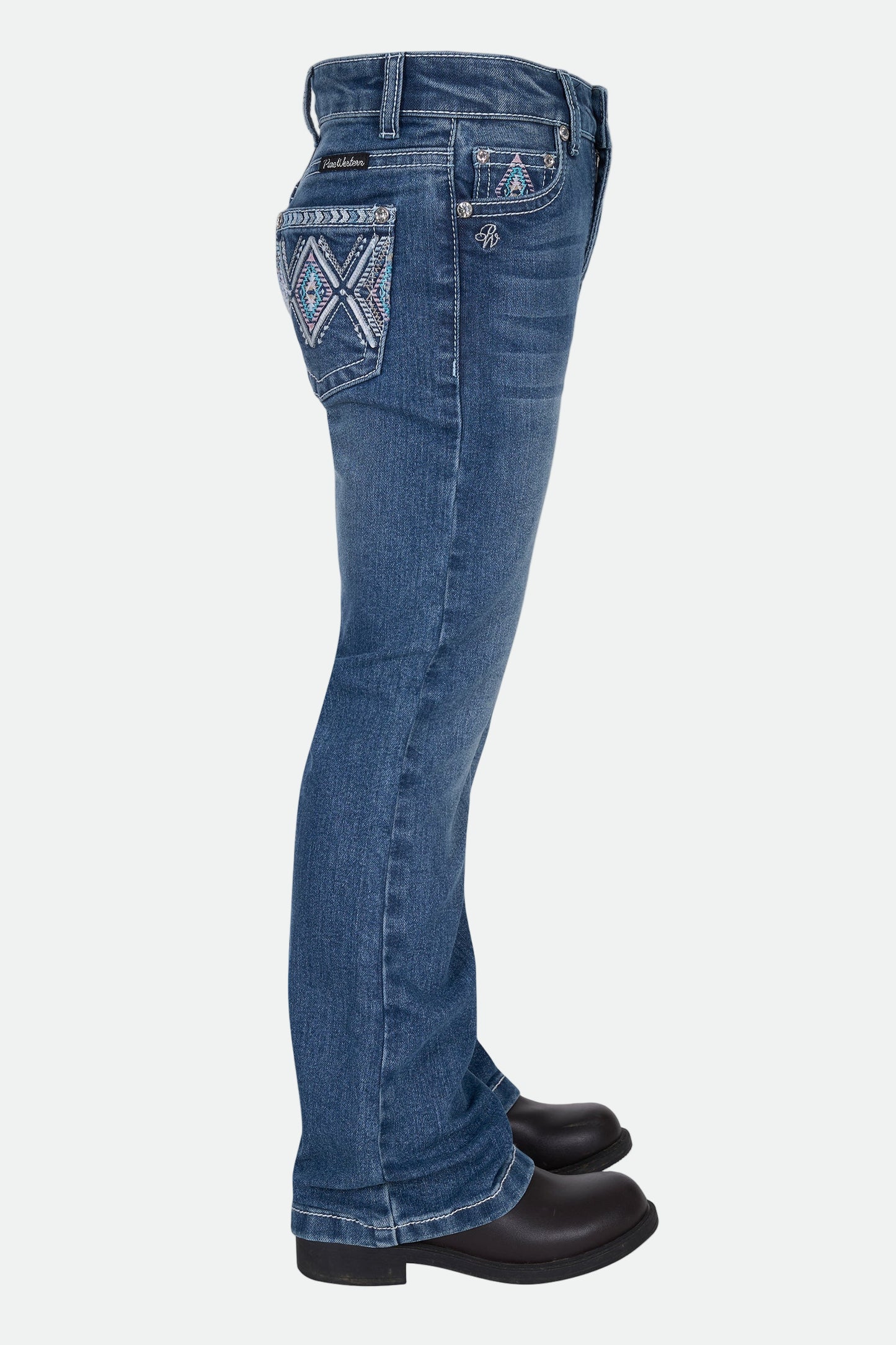 Pure Western Girl's Pam Boot Cut Jean - Retro Blue