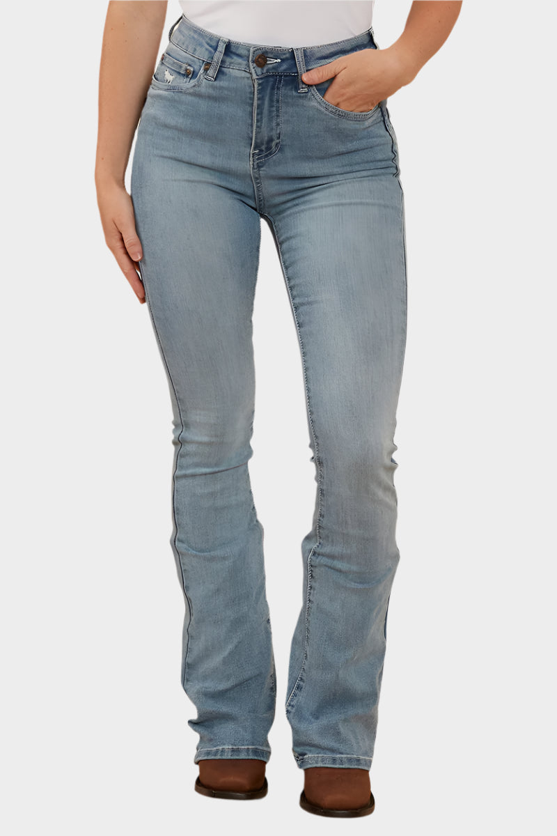 Ringers Western Womens Penny Rodeo High-Rise Bootleg Jeans - Light Blue