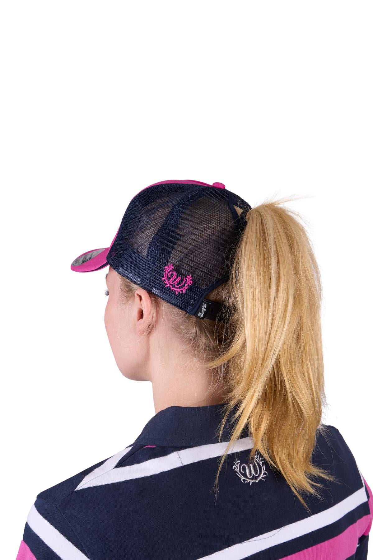 Wrangler Perry High Profile Ponytail Trucker Cap - Pink