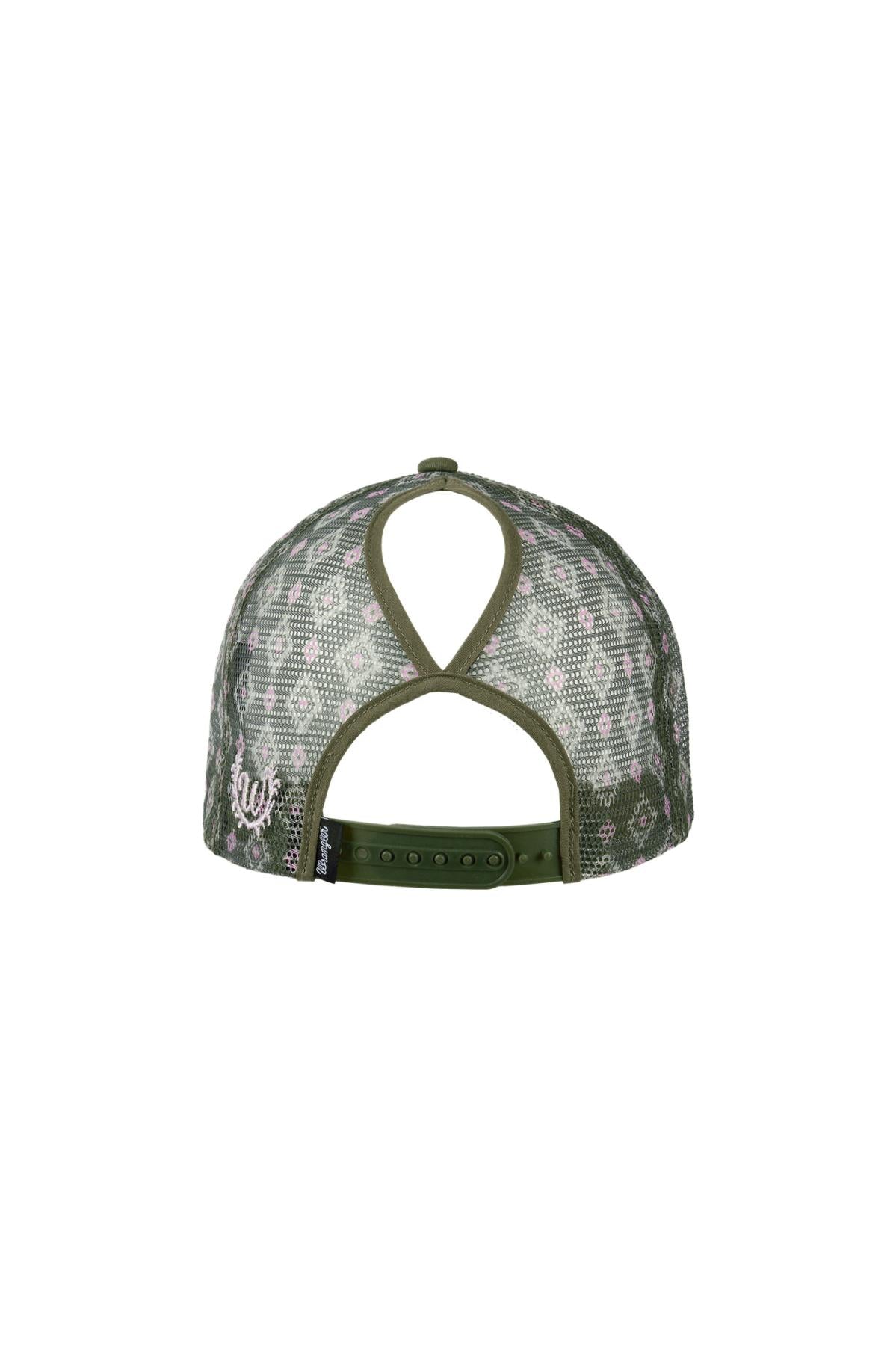 Wrangler Women's Petra High Profile Ponytail Trucker Cap - Olive
