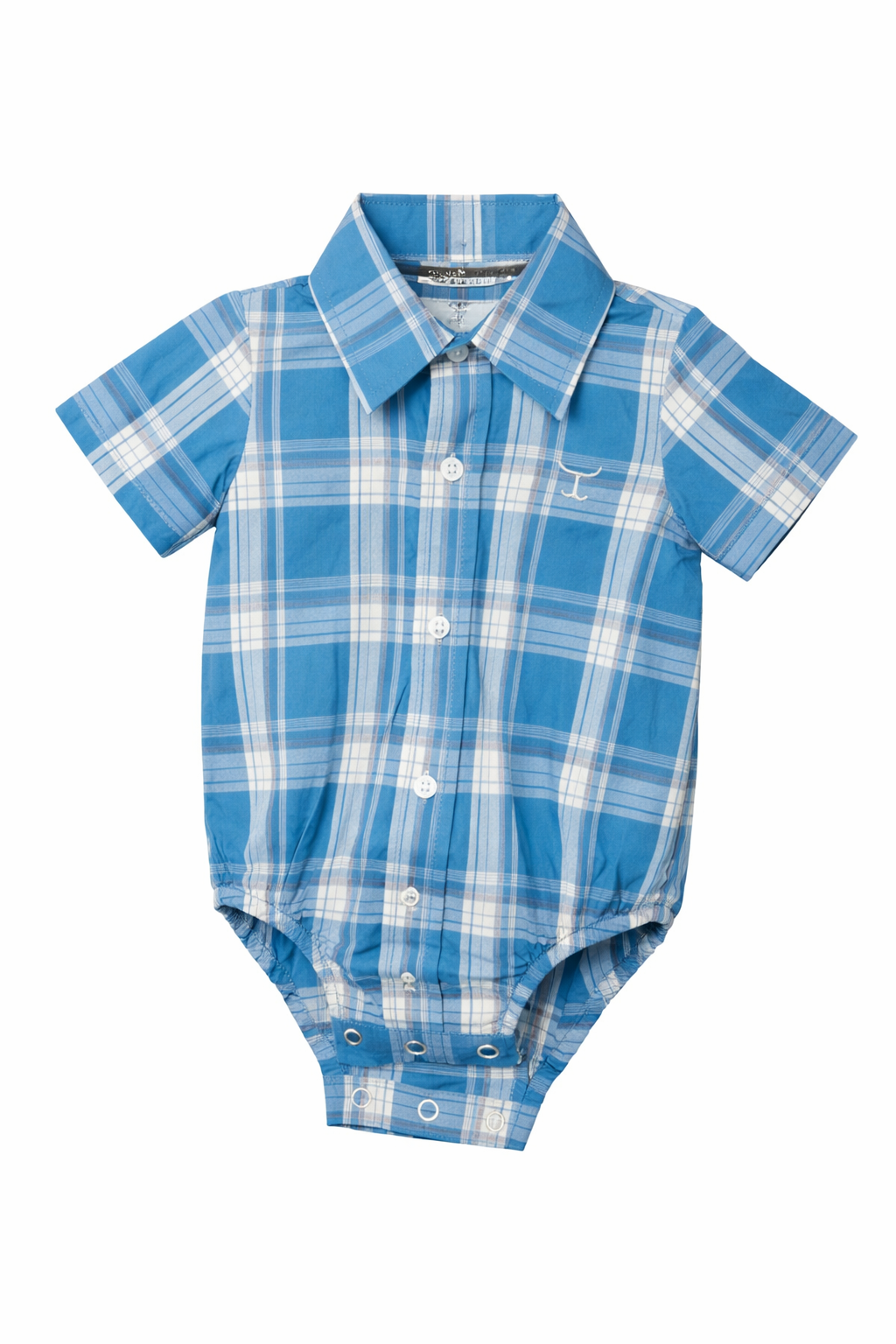 Just Country Infant’s Frankie Short Sleeve Full Button Jumpsuit – Petrol Plaid