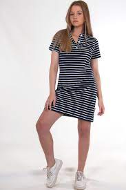 Bullrush Ladies Polo Dress 22 - Navy Stripe