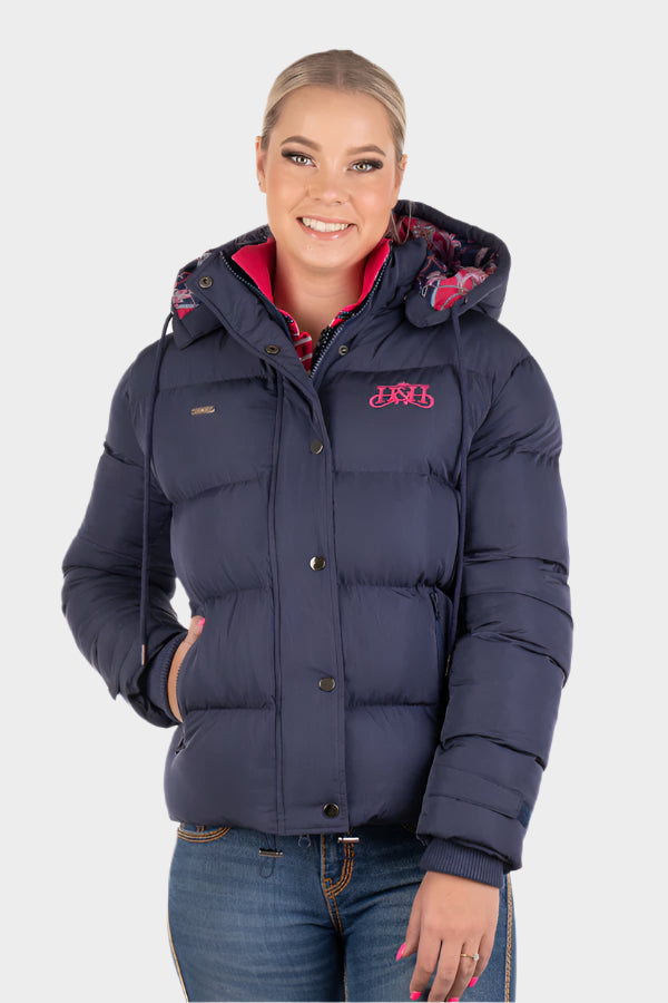 Hitchley & Harrow Winter Collection - Navy & Hot Pink Puffer Jacket