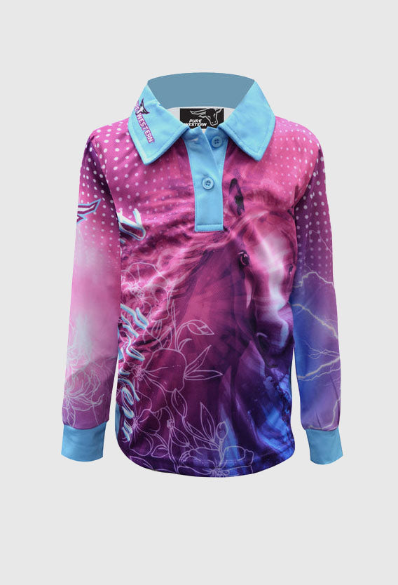 Pure Western Girls Horse Spirit L/S Fishing Tee