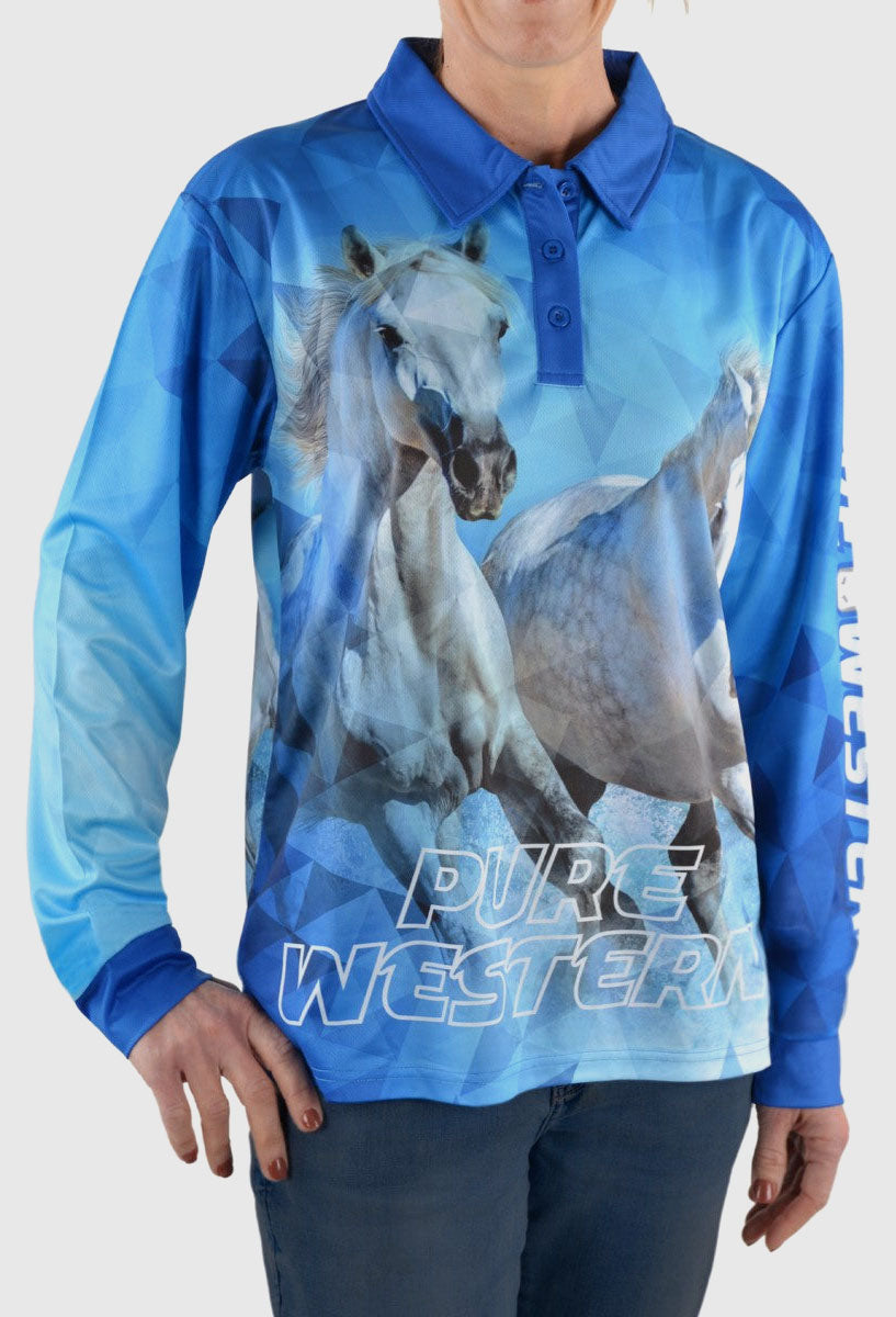 Pure Western Women's Rhinestone Rider L/S Fishing Top (Clearance)