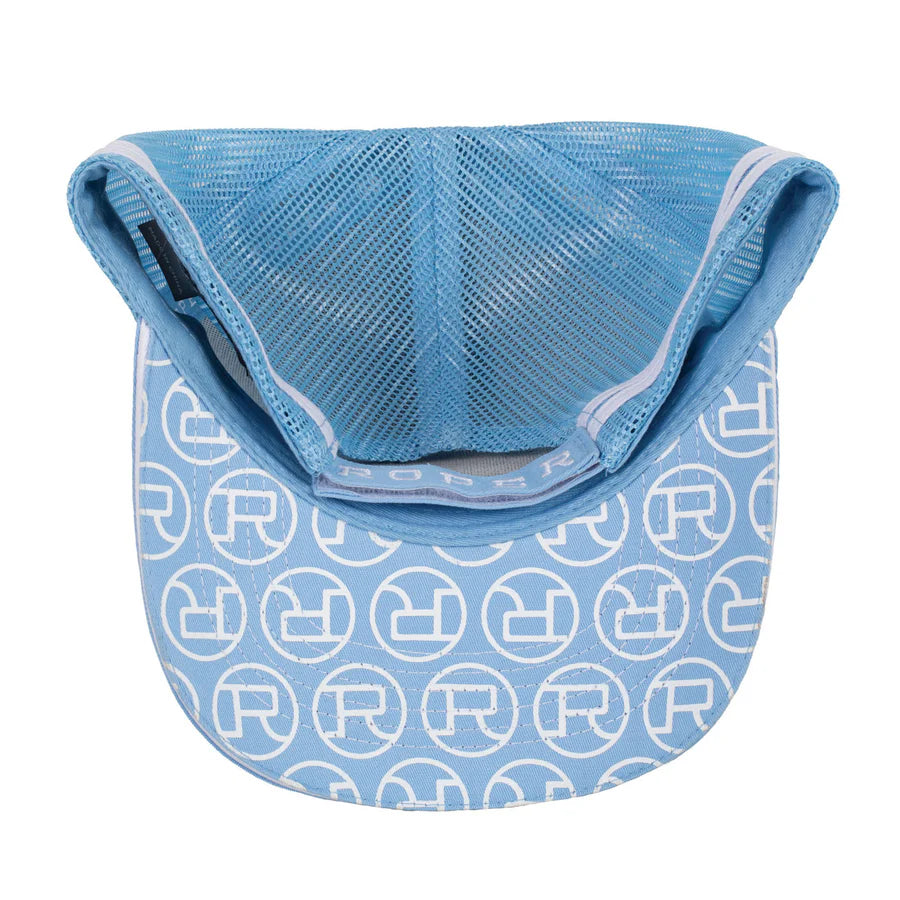 Roper Trucker Cap Mini Plaid Cornflower Blue/White